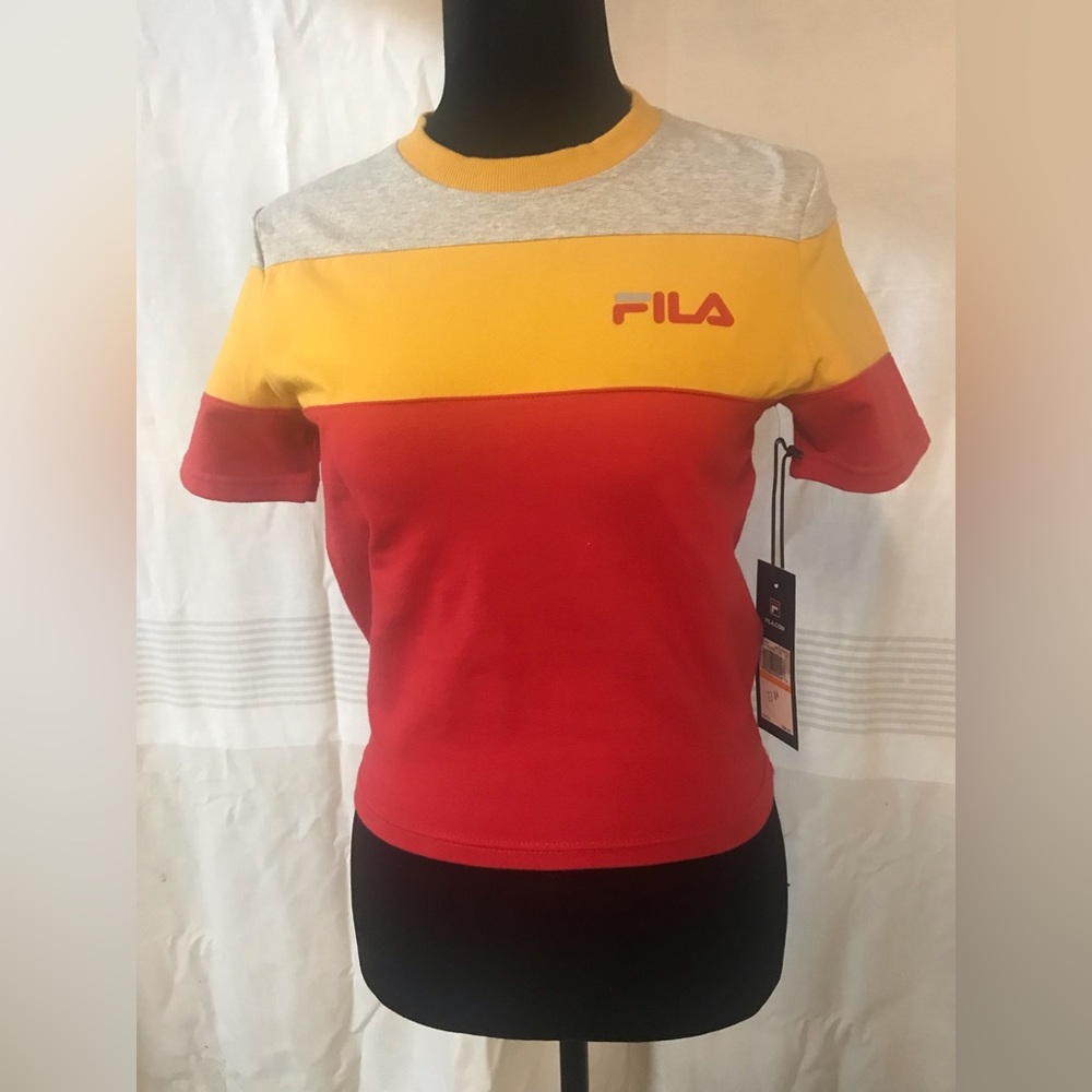 New! Fila Yellow and Red Maya Crop Tee
